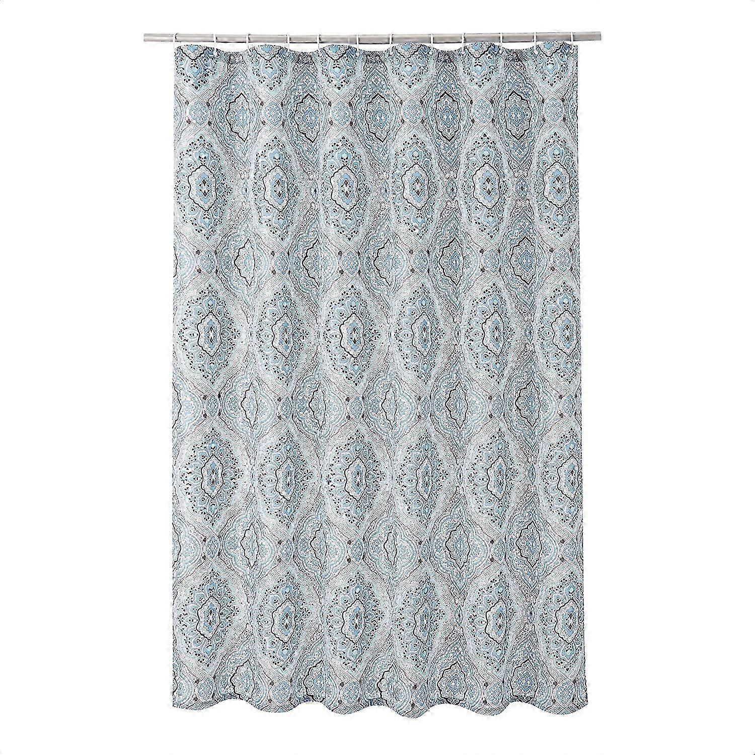 Cortina de chuveiro de tecido - 72 x 72 polegadas, azul / cinza medalhão