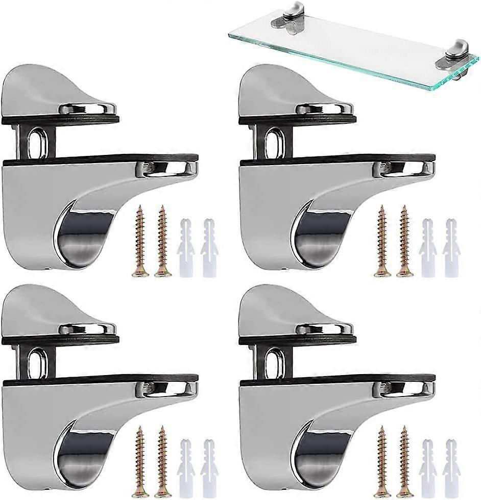 Pieces Adjustable Glass Shelf Bracket, Adjustable Glass Shelf Brackets, Glass Support Clamp, with Accessories, for 2-23mm Glass and Wood Panels
