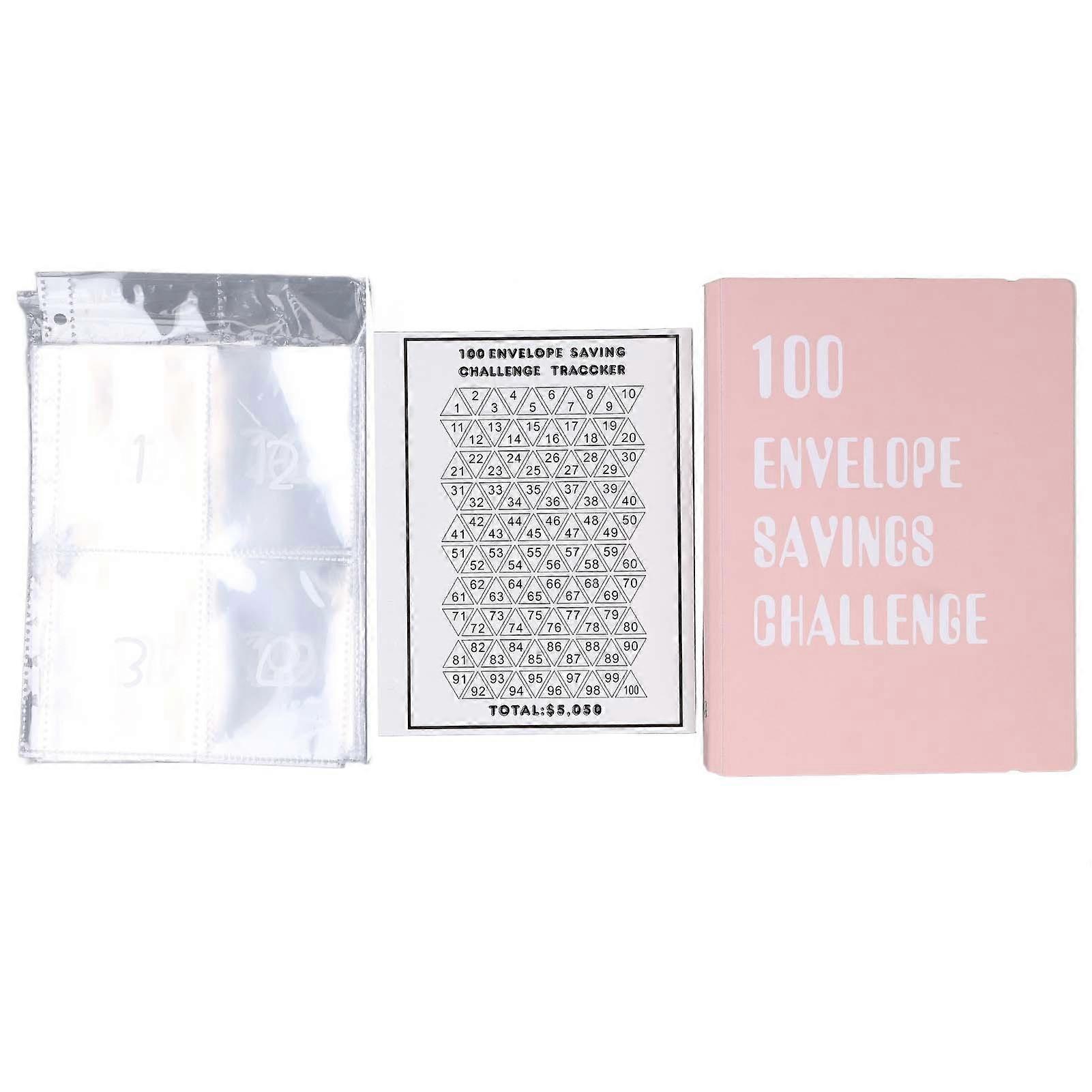 100 Envelopes Money Saving Challenge Binder Reusable A5 Budget Binder 25 Sheets Transparent Savings Challenge Budget Book for Money Management