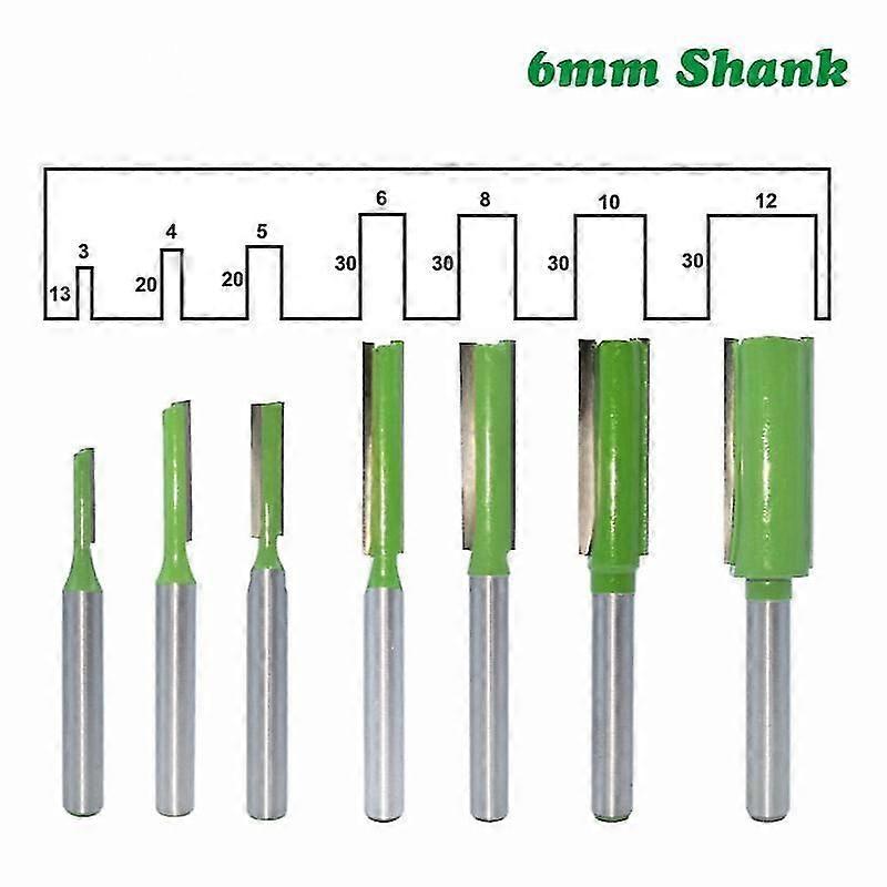 7pcs 6mm Shank Straight Router Bit, Single/double Flute Router Bit, Woodworking Straight Cut Flush Trim Pattern Router Bit For Woodworking