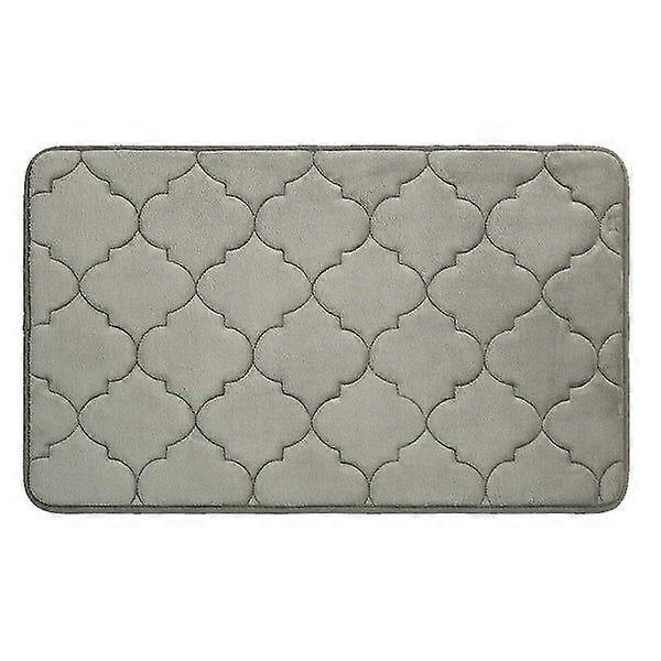 Elegant Gray Rectangular Bathroom Floor Mat 40x60 cm - Non-Slip, Quick-Drying, Soft Memory Foam, Durable Polyester Fiber