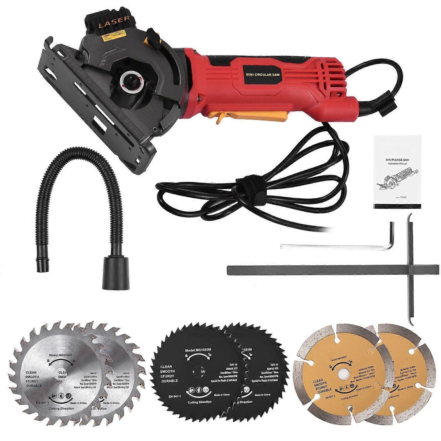 580W 3700RPM منشار دائري صغير سلكي 4.8 أمبير منشار دائري كهربائي مدمج مع مقياس توجيه الليزر R