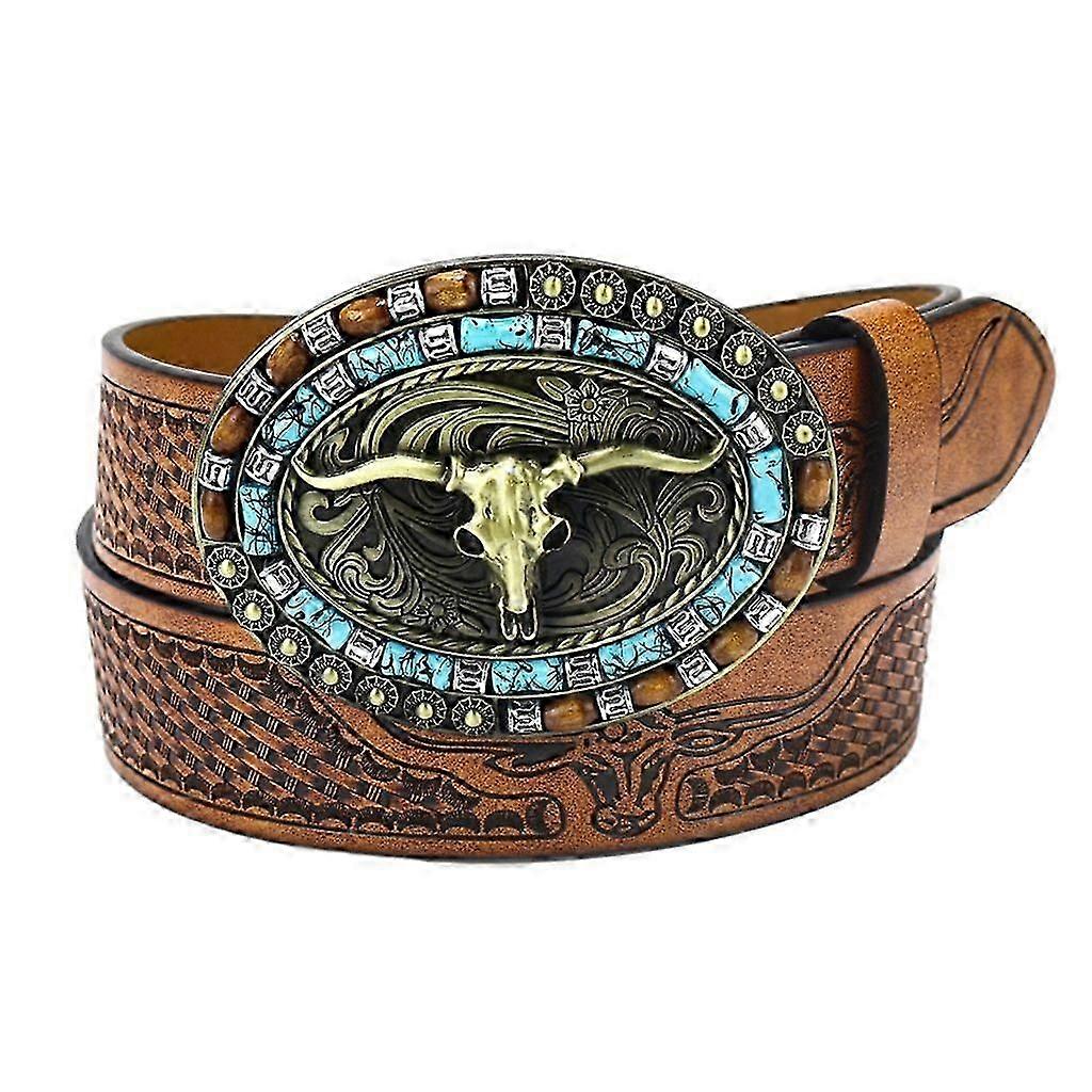 Man Relief Bull Head Belt for Dresses Teens Waist Belt Non-slip Belt for Jeans