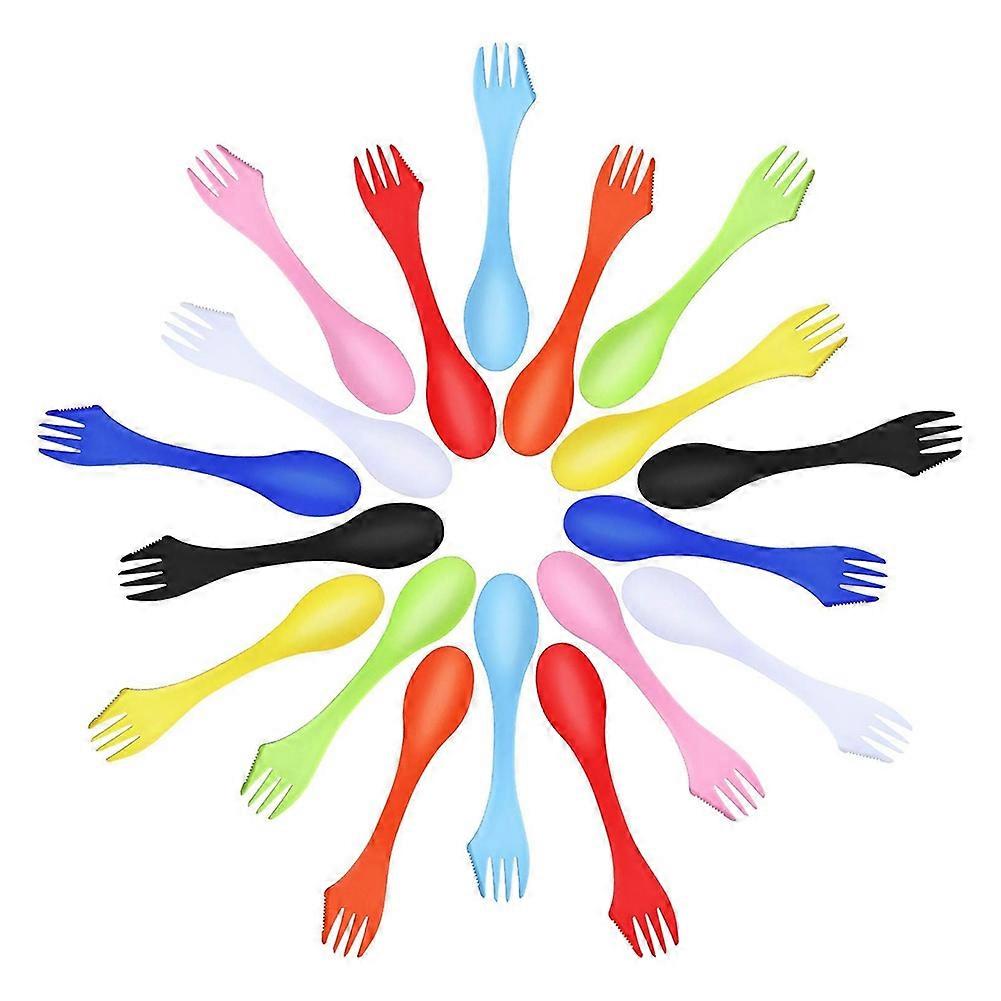 27 pc Camping Sporks Plastic 3 in 1 Spoon Fork and Knife Utensils Kit
