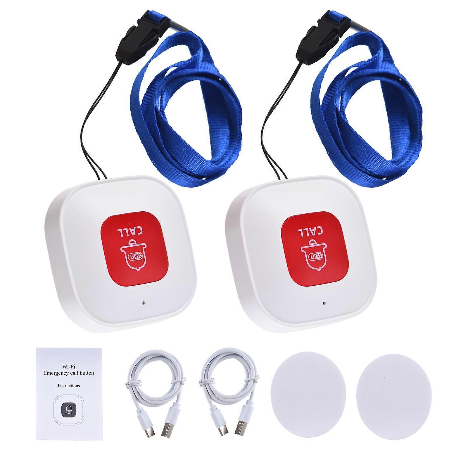 WiFi Emergency Call Button Mini Portable Emergency Button Rechargeable Wireless WiFi Pager Nurse Alert Button Support 2.4G Wi-Fi Alarm Push Shared by
