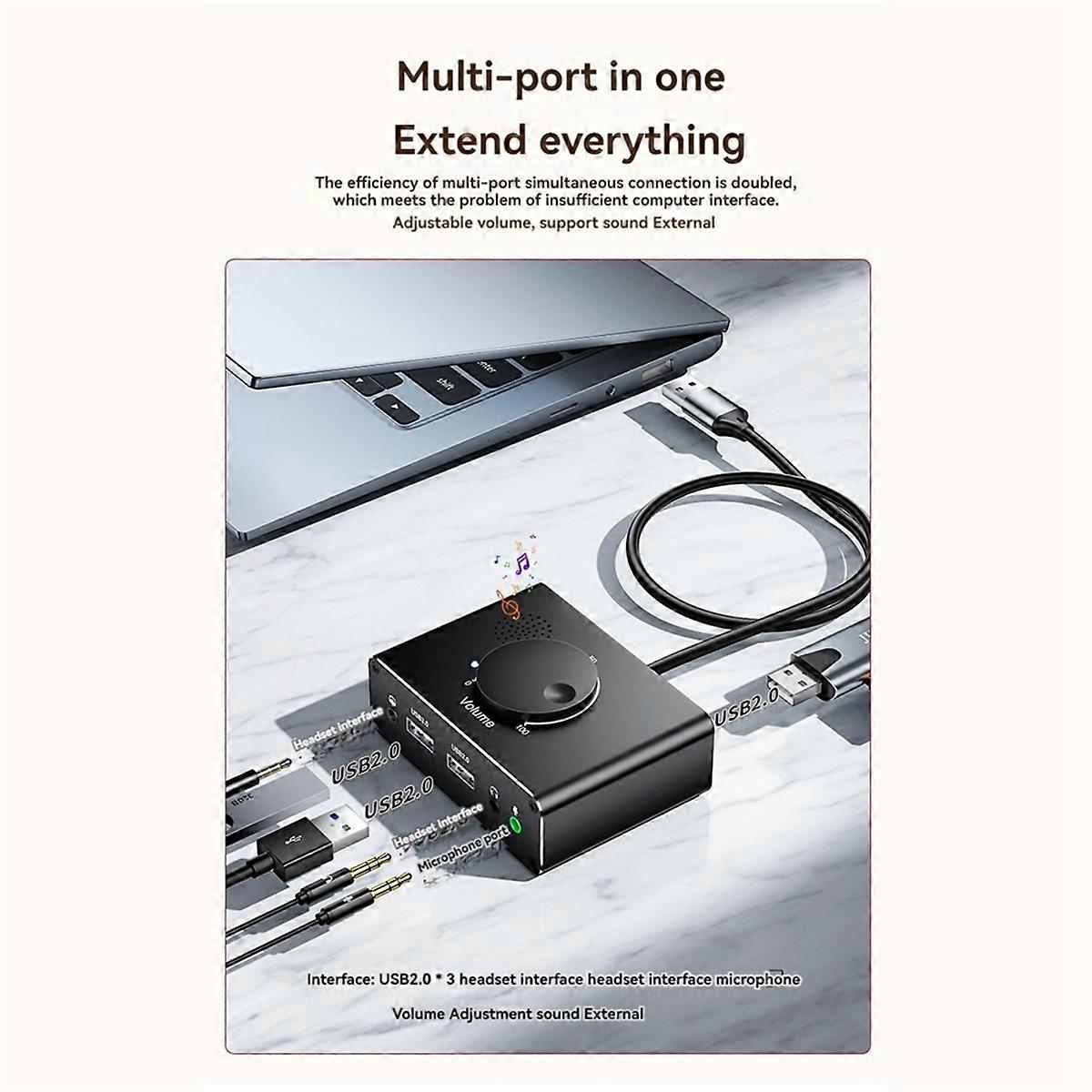 USB External Sound Card 3 Ports USB 2.0 To 3.5mm Sound Card