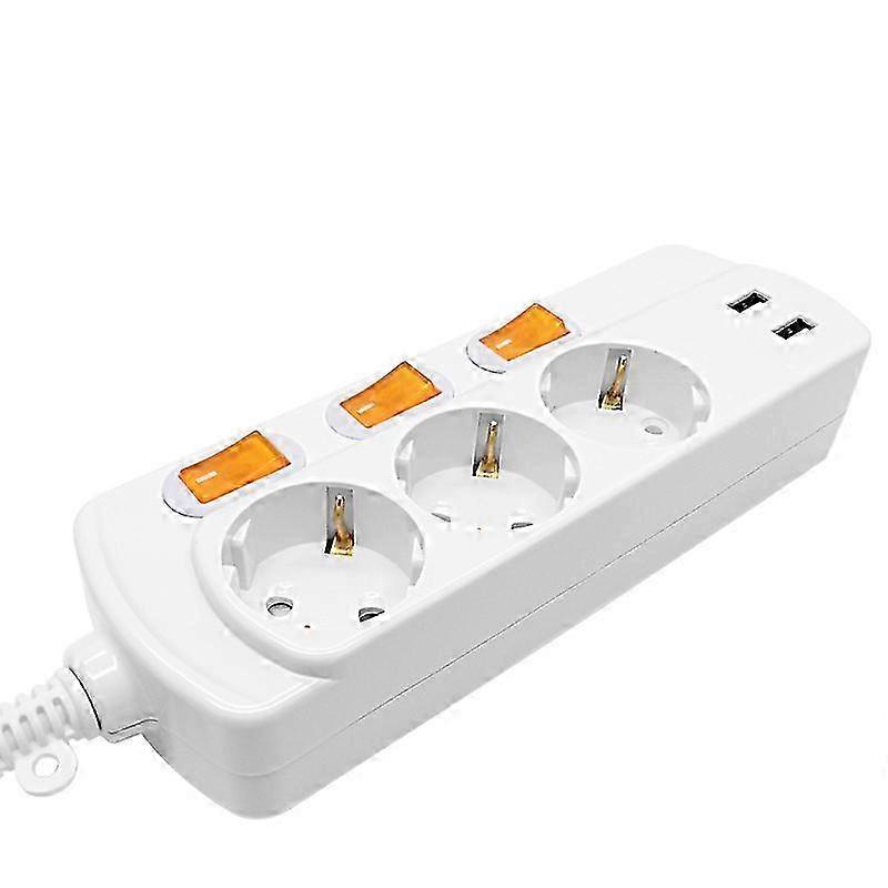 Schuko 16A 3500W Power Strips, Surge Protector, 2 Meter Extension Cord, 2/3/4/5/6 EU Plugs, Independent Control Switch