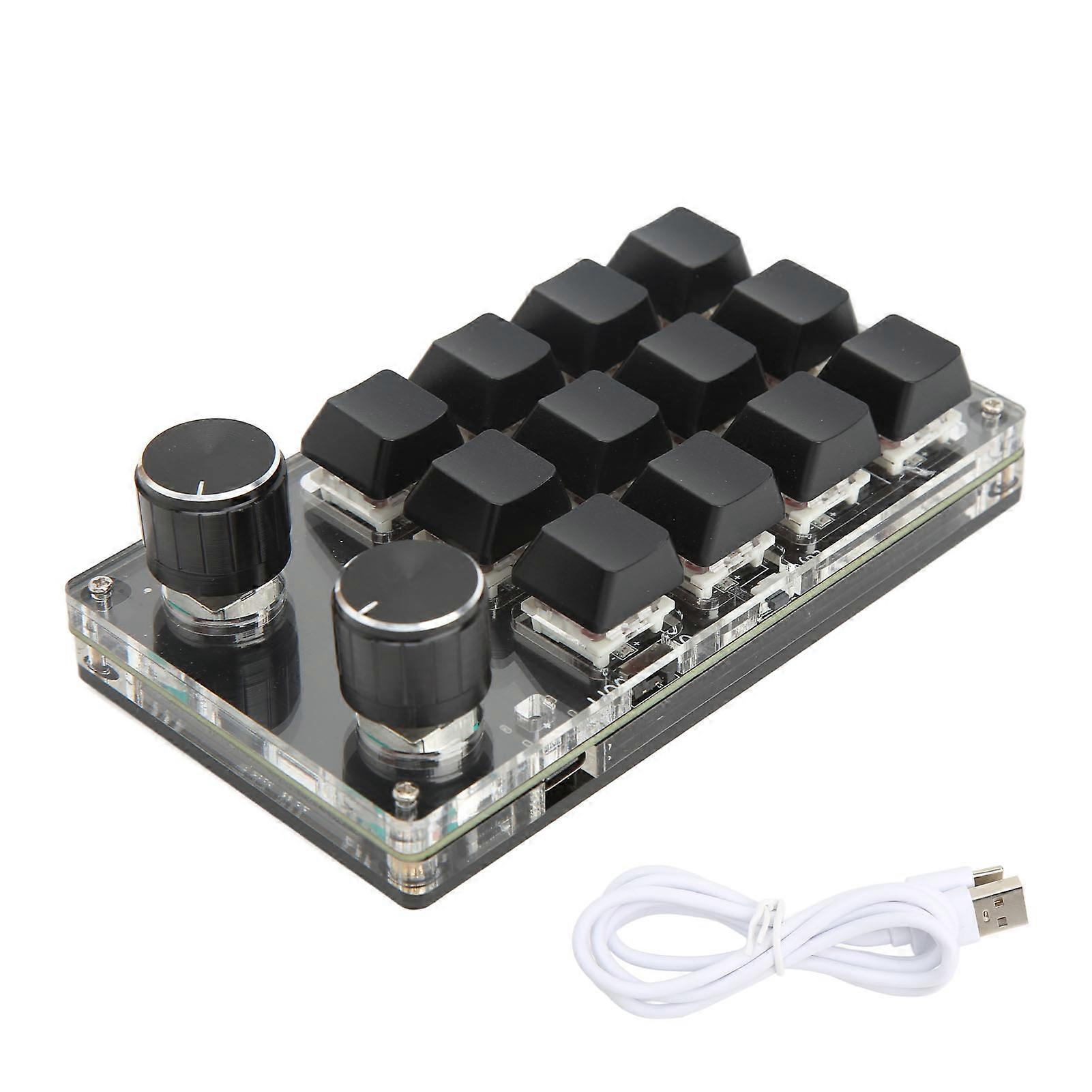 Portable One-Handed Mechanical Keyboard - USB/Bluetooth, 12 Keys, Programmable Knobs