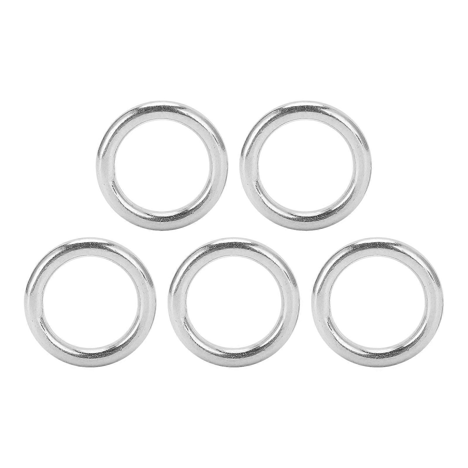 Lot de 5 anneaux ronds soudés en acier inoxydable, robustes et durables, pour bateaux de navigation en extérieur, 3 x 15 mm
