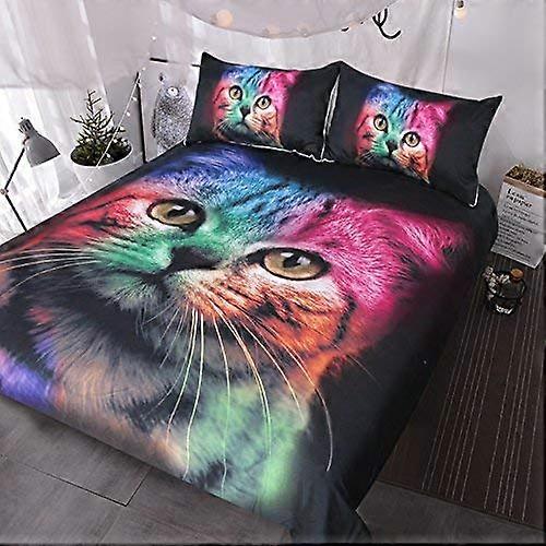 Colorful Cat Pattern Duvet Cover Set for  Queen Size