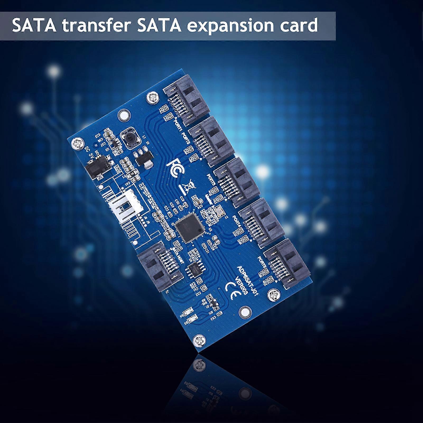 Adapter Card SATA 1 to 5 Port Converter (SATA Port Multiplier) Riser Card Hub