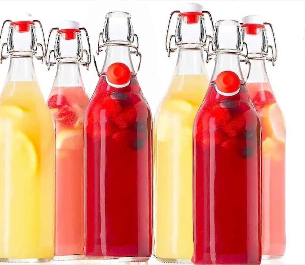 Easy Cap Bottles - Kombucha Bottles - 1L - Clear flip top 6 pack - EZ Cap Original Cherry Blossom Hardware