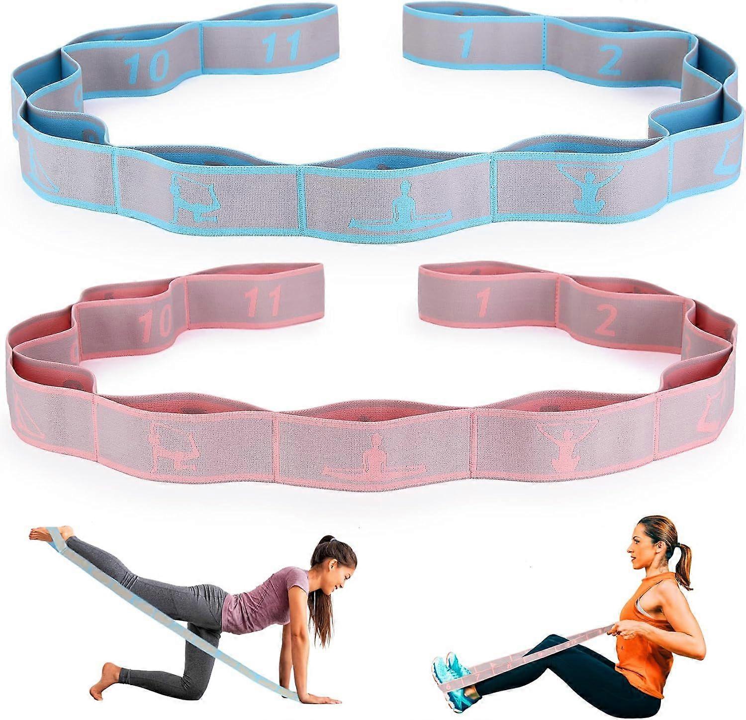 Alça de Alongamento Elastic Yoga com Loops, Banda de Alongamento Pilates, Faixas de Exercício Elástico, Alça de Alongamento de Perna, Bandas de Resistência ao Alongamento