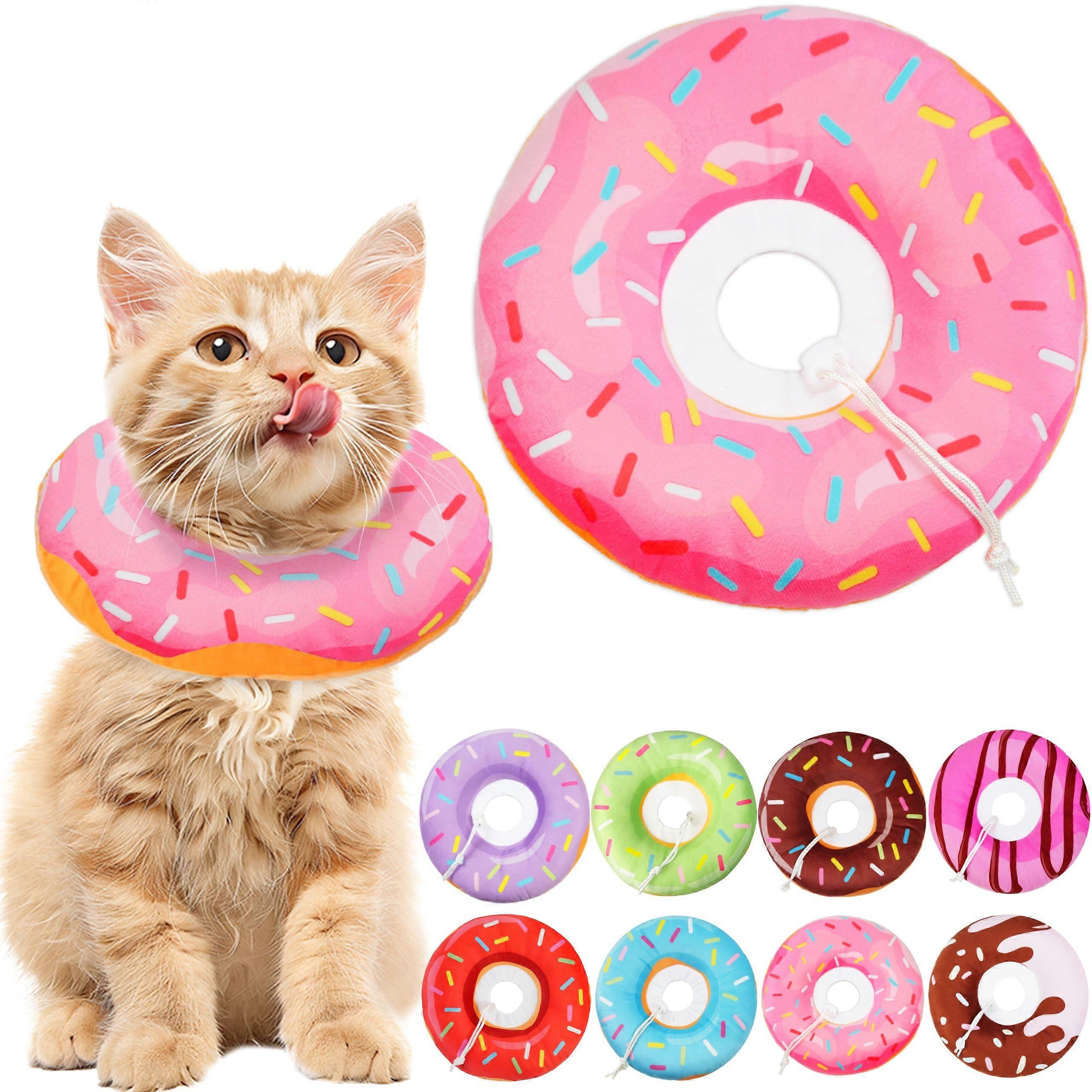Cat Cone Collar Soft Adjustable Recovery Donut Collar for Kittens and Cats, Wound Healing, Cute Design