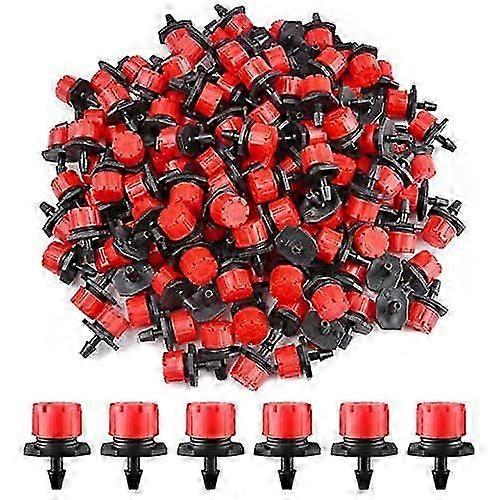 200pcs Adjustable Irrigation Dripper, 1/4'' Drip Irrigation System Micro Flow Drip Head Irrigation Mist Nozzles (Red)