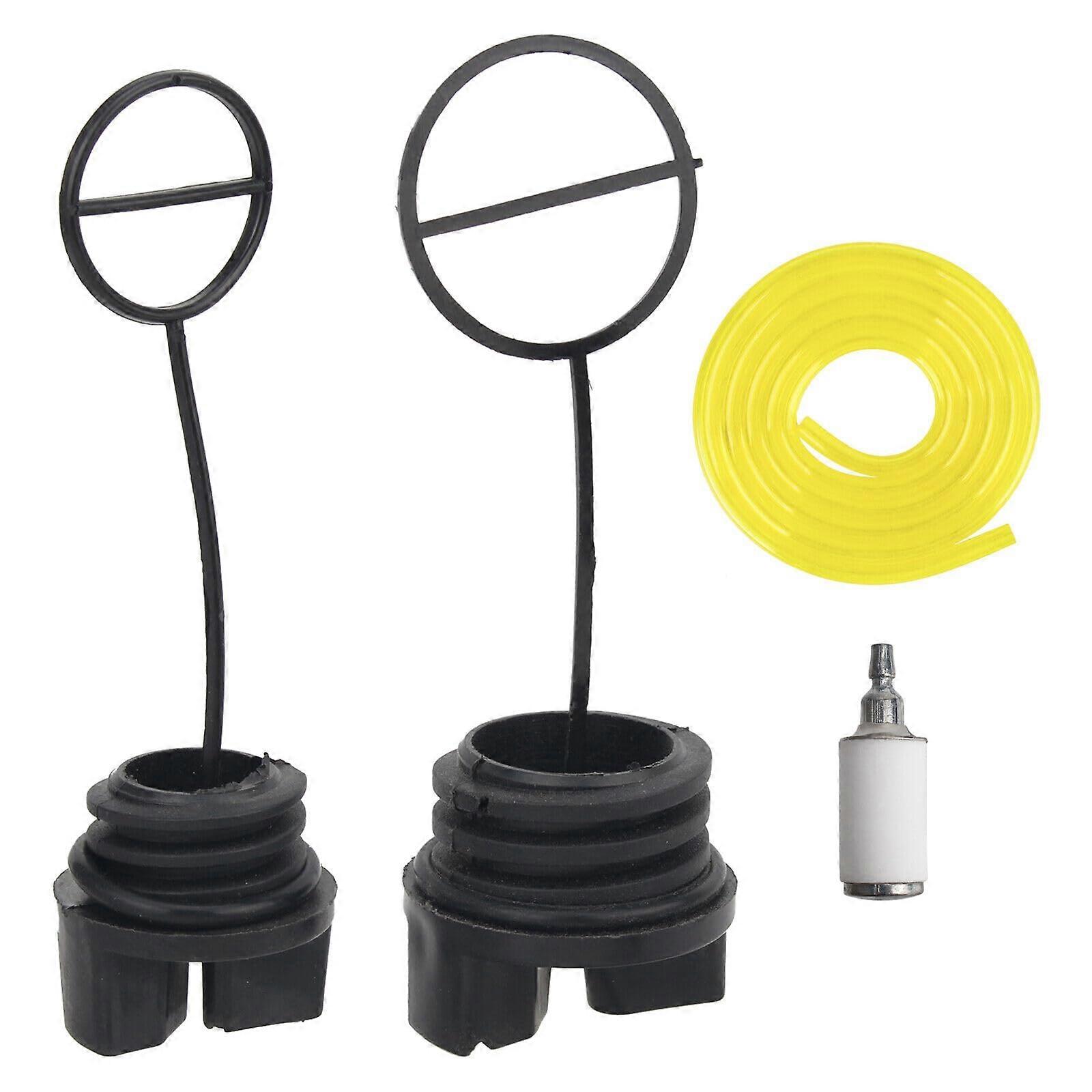 Fuel Cap Set for Craftsman Chainsaw Models 577858501, 580940901, 530057236 - Black Titanium Fuel Caps for P4018