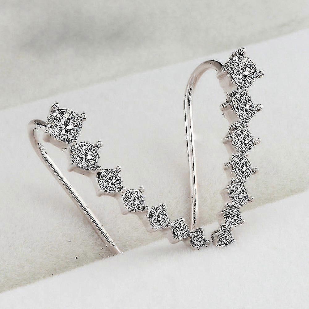 Donna Moda Strass Oro Argento Cristallo Orecchini Orecchio Hook Stud