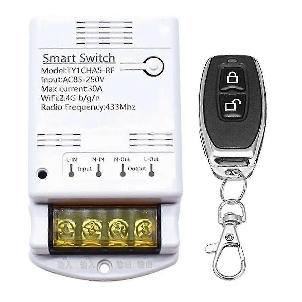 4000W 30A Wifi Switch Relay Tuya Smartlife APP 433mhz RF Receiver Module AC 85-250V 220V Home Autom