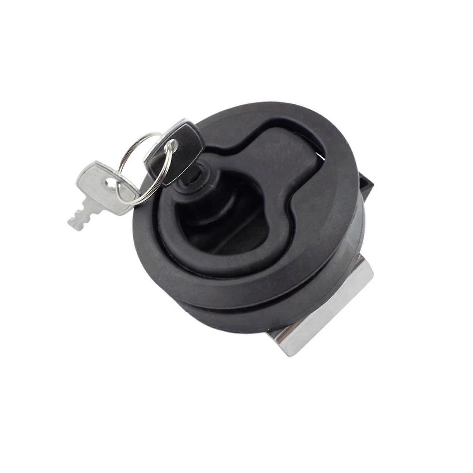 2 PCS Slam Latch with Key 2' ABS Plastic Black Round Hatch Latches Locks for Bass Boat