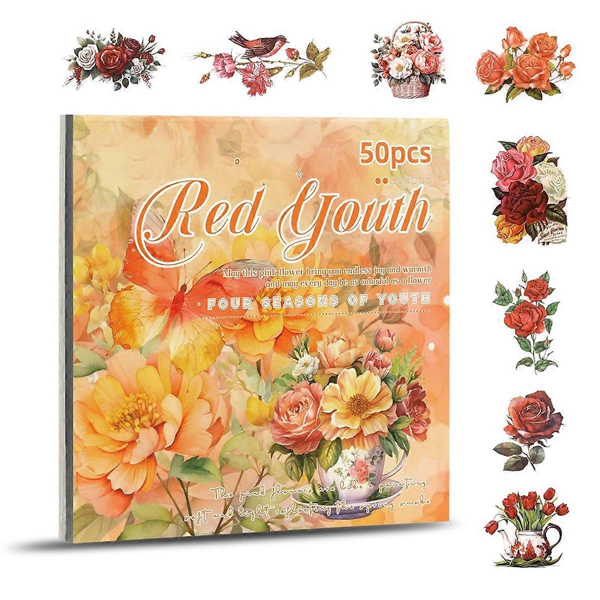 Flower Sticker, Transparent Stickers and Material Paper Red