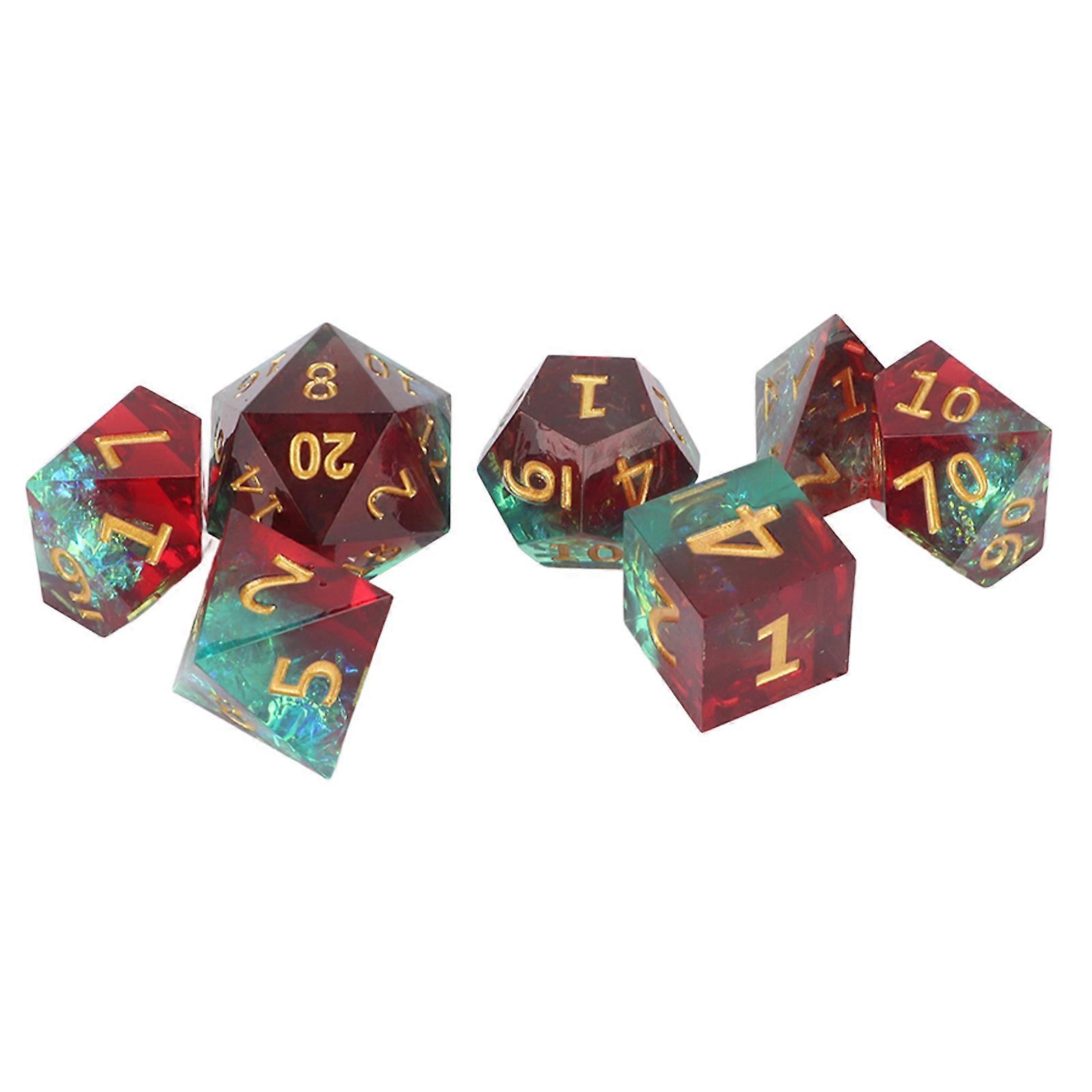 7pcs Dice Set Epoxy Resin Polyhedron Polished Role Playing Game Dice Kit for Math Teaching Tabletop