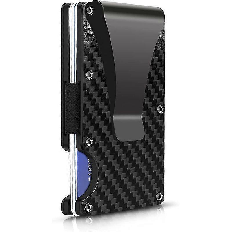 Lebanghui Carbon Fiber Minimalist Wallet For Men - Blocking Credit Card Holder Metal Wallet- Money Clip Slim Front Pocket