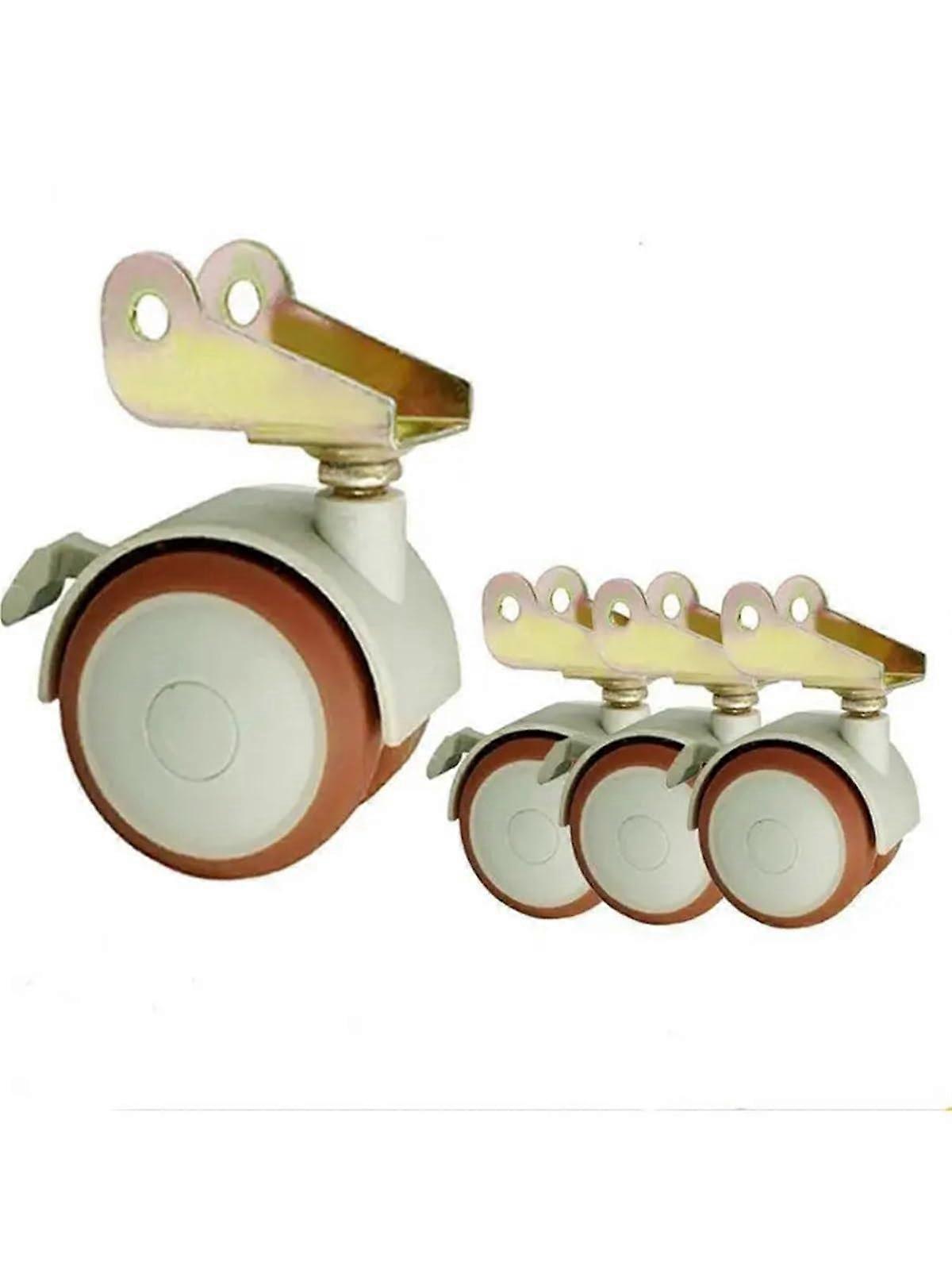 4Pcs Solid Wood Crib Caster Wheels with Rubber Coating and Screws, 2 Inch Universal Bed Rollers