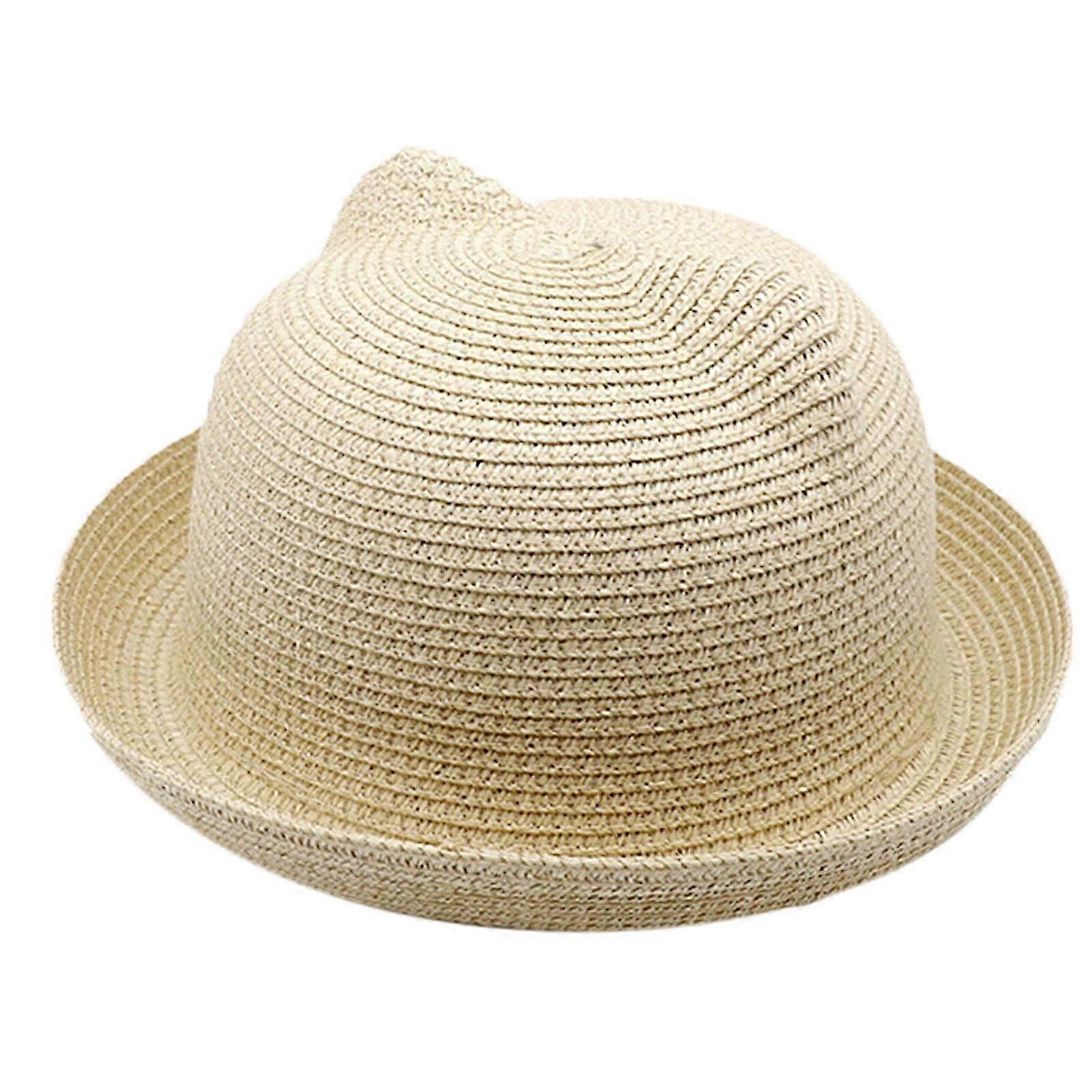 قبعة القش الوالدين والطفل الصيف لآذان القط لقبعة الشمس قبعة الشاطئ قبعة الشمس قبعة الصياد قبعة قناع قبعة لإطلاق النار في الشوارع حليبي