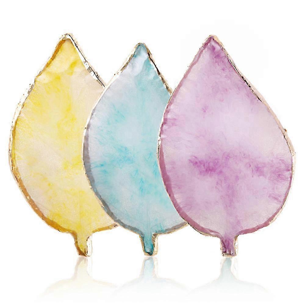 3pcs Golden Edge Resin Nail Mixing Palette, Color Mixing Plate for Nail Art--Style9171