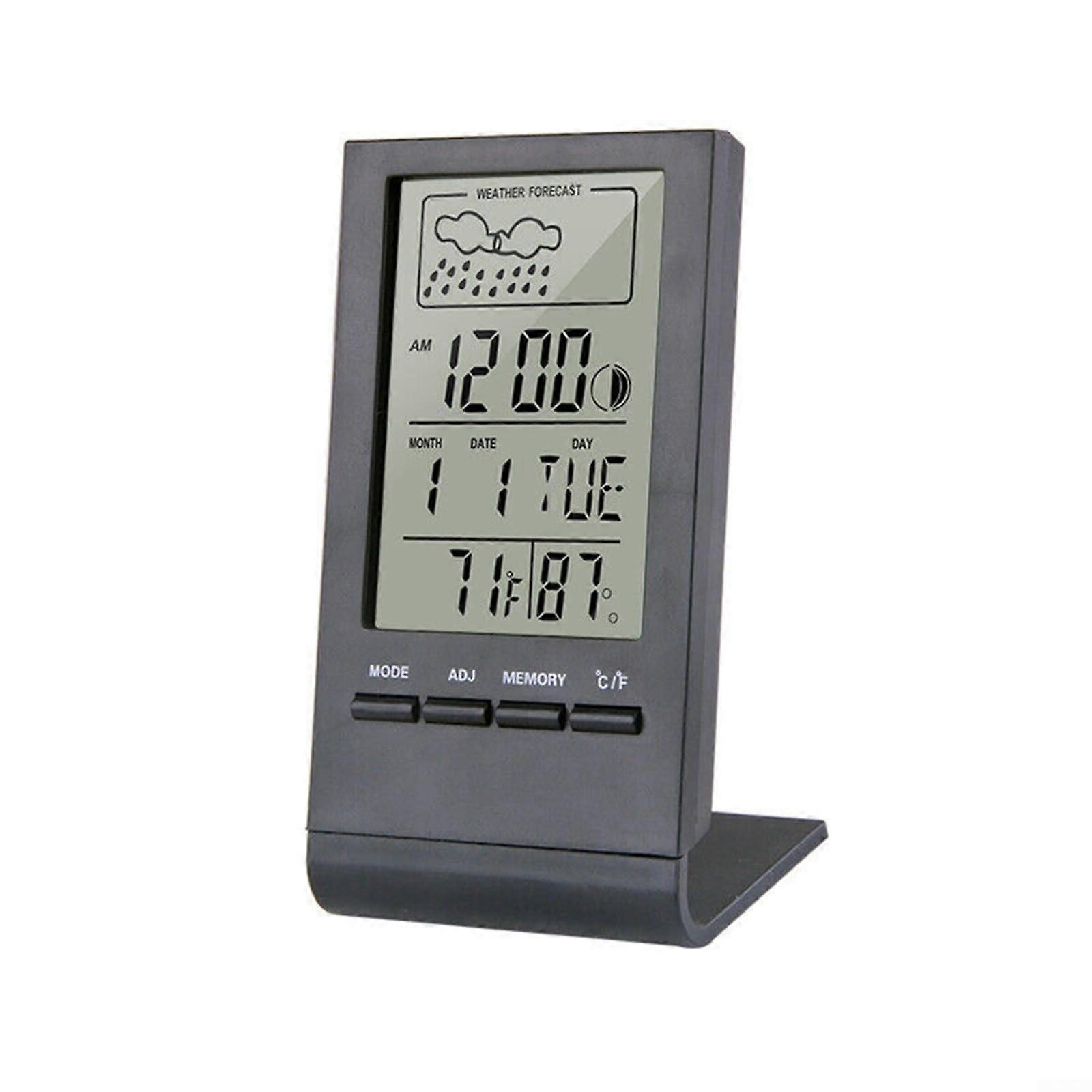 Digital LCD Thermometer Hygrometer Indoor Temperature Humidity Meter with Clock