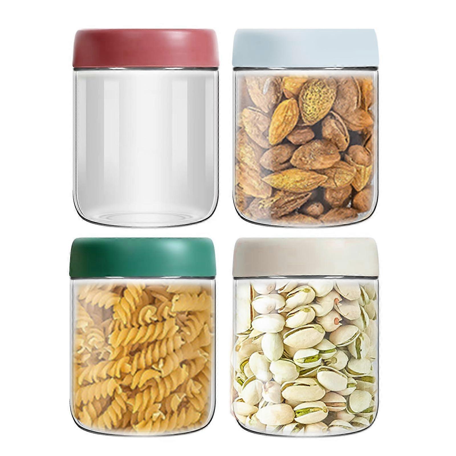 Pack of 4 Overnight Oats Jars with Lids 600 ml Screw Jars Preserving Jars with Screw Lid Meal Prep Jars for Overnight Oats Pudding Jam Salad Yoghurt