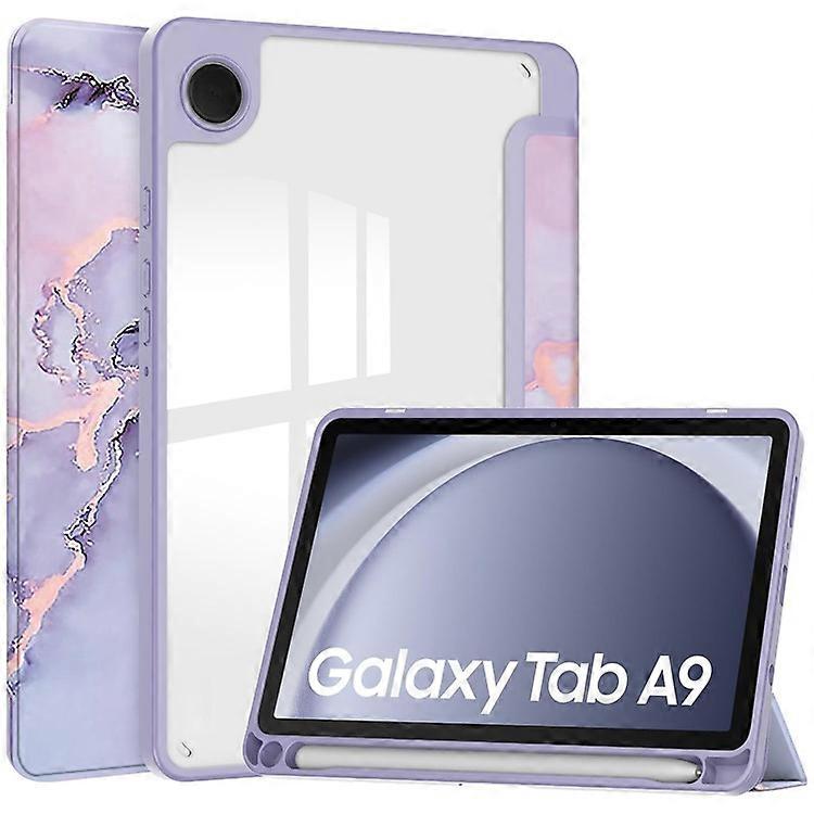 Compatible For Samsung Galaxy Tab A9 Tablet Case Tri-Fold Stand Pattern Printing Clear Acrylic Leather Cover