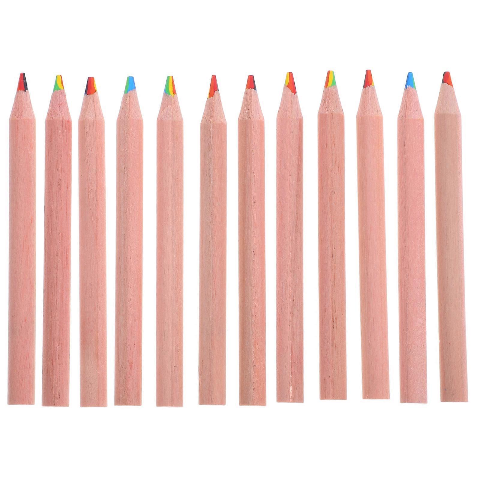 12pcs Short Sharpened Rainbow Pencils for Vibrant Multicolored Art – Safe Design for Little Hands, Ready for Immediate Creativity