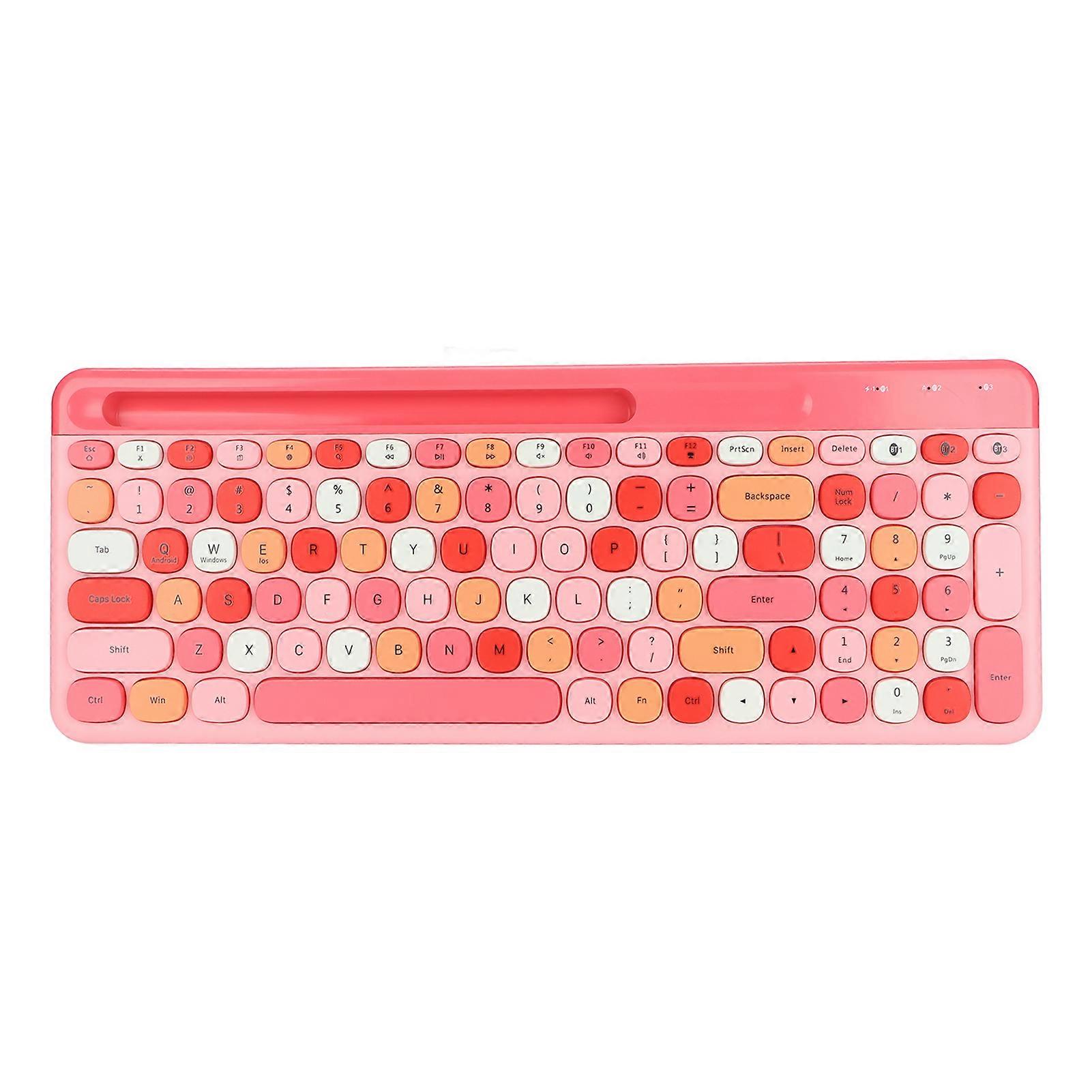 Wireless Keyboard Mini 100 Keys Smart Power Saving Colorful Computer Keyboard for Windows for IOS for AndroidPink