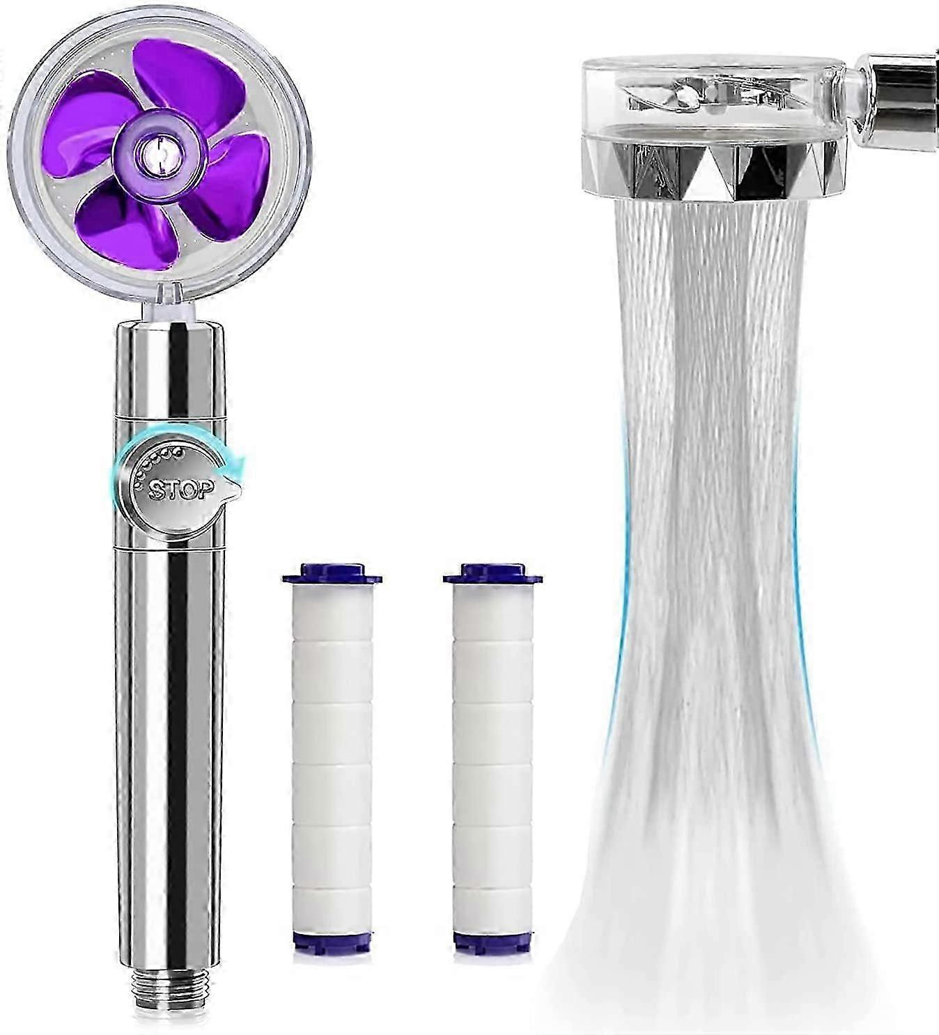 High Pressure Water Saving Shower, 360 Degrees Rotating Propeller Driven Handheld Shower Head with Filter, Turbo Spa Shower Head with Fan & Switch