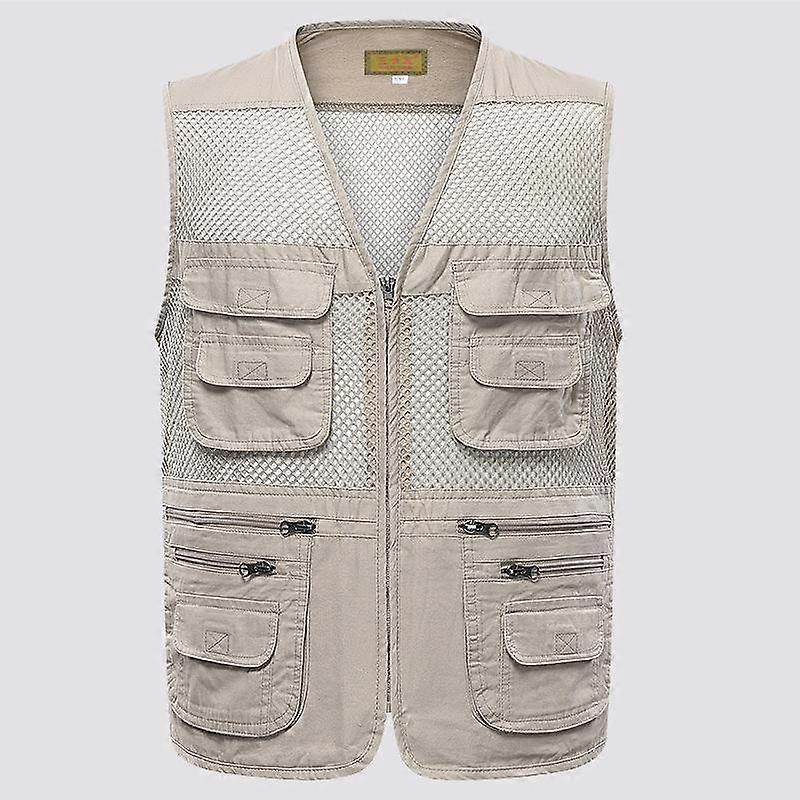Men Outdoor Vest Zippers All Match Plus Size Stylish Pure Color Straight for Hunting