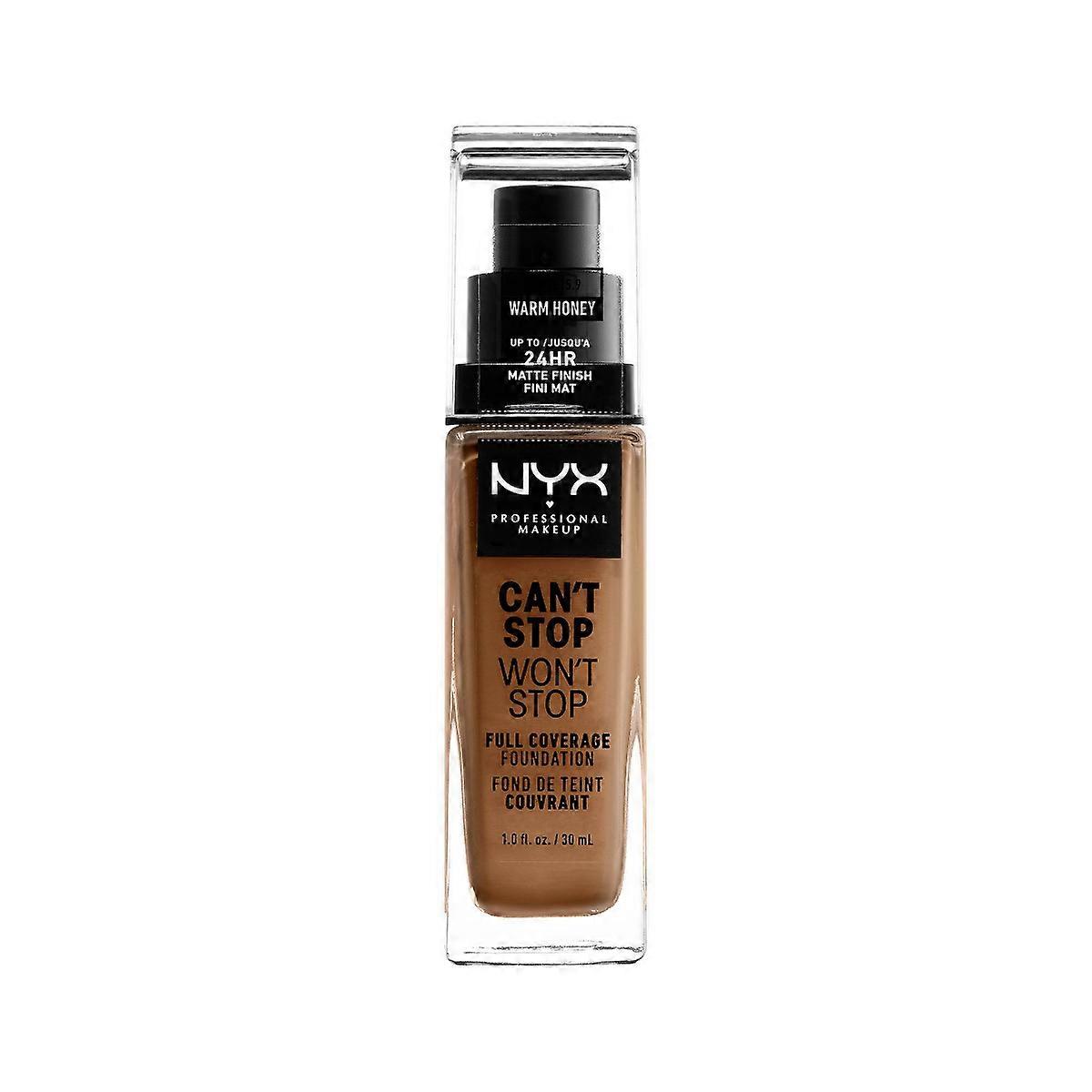 Nyx Professional Makeup Can't Stop Won't Stop 24hr Full Coverage Matte Finish Foundation, 15.9 Warm Honey - 1 Fl Oz