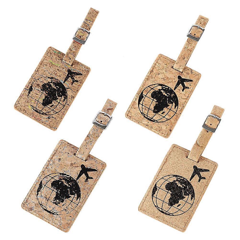 Ensemble d’étiquettes de bagages multifonctionnelles à motif en bois, porte-nom artificiel pour valises de voyage et sacs à dos avec connecteur de sangle pour une identification facile