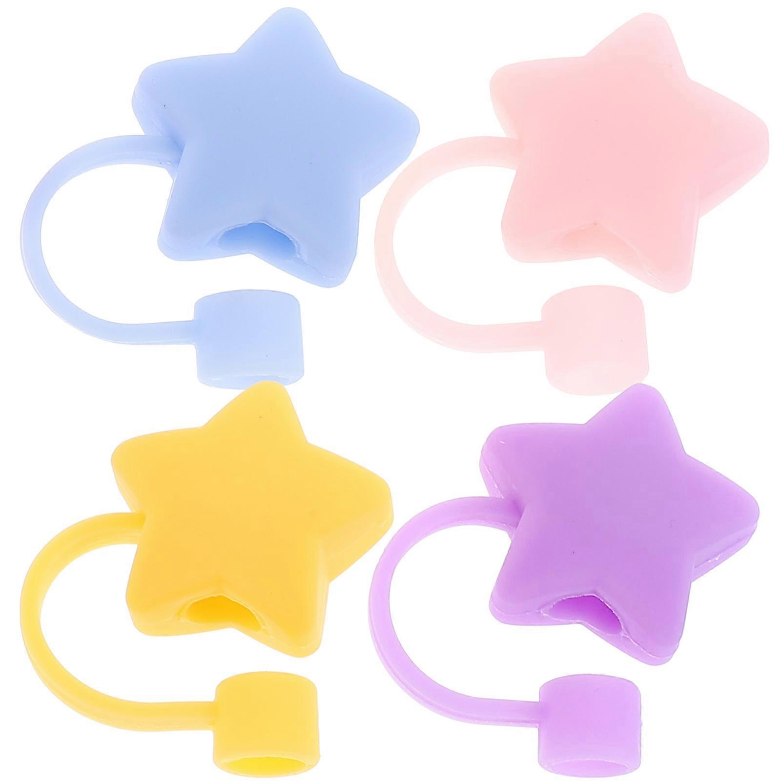 Straw Cover Caps Silicone Drinking Straw Tips Reusable Decorative Home Use 4Pcs