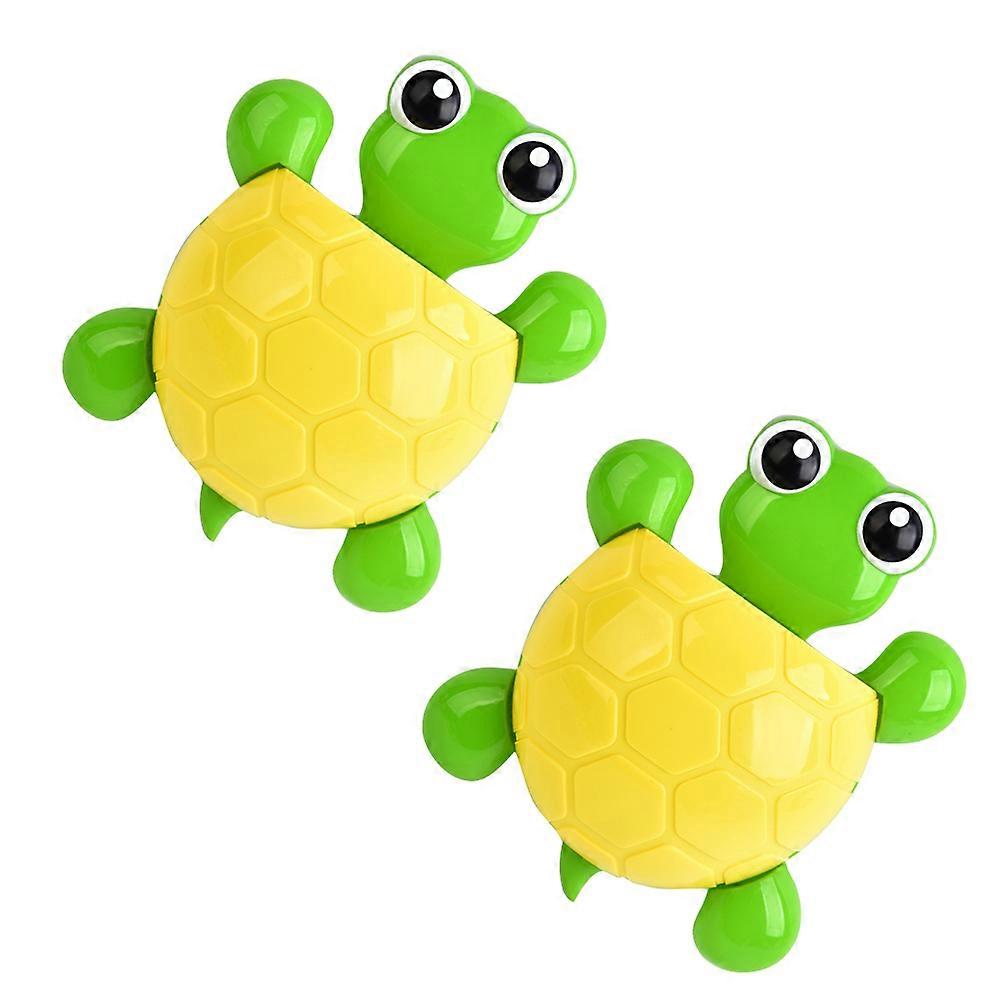 Turtle Shape Toothpaste Container Suction Cup Organizer Yellow For Household Users 2Pcs