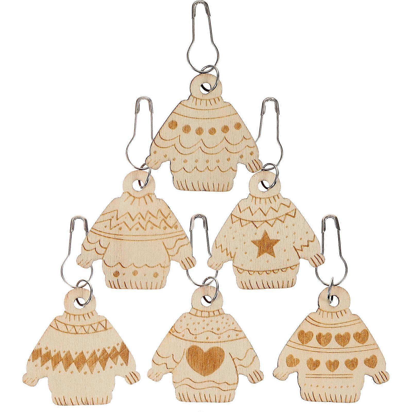 6pcs Wooden Stitch Markers for Knitting & Crocheting – Lightweight, Easy to Store, Ideal for Pattern and Needle Position Marking in Craft Projects