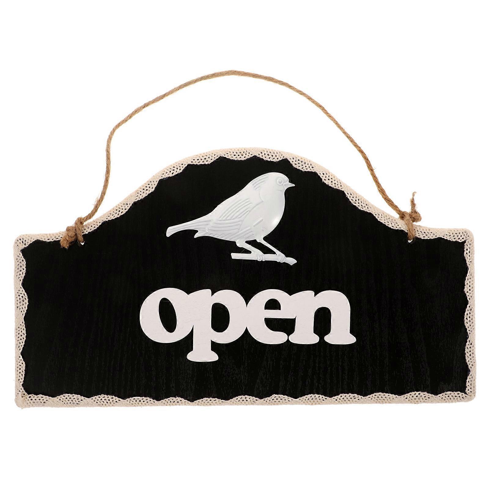 Double Sided Sign For Business Wall Mounted Open Signs Black Wooden Plaque Rectangular 1Pack