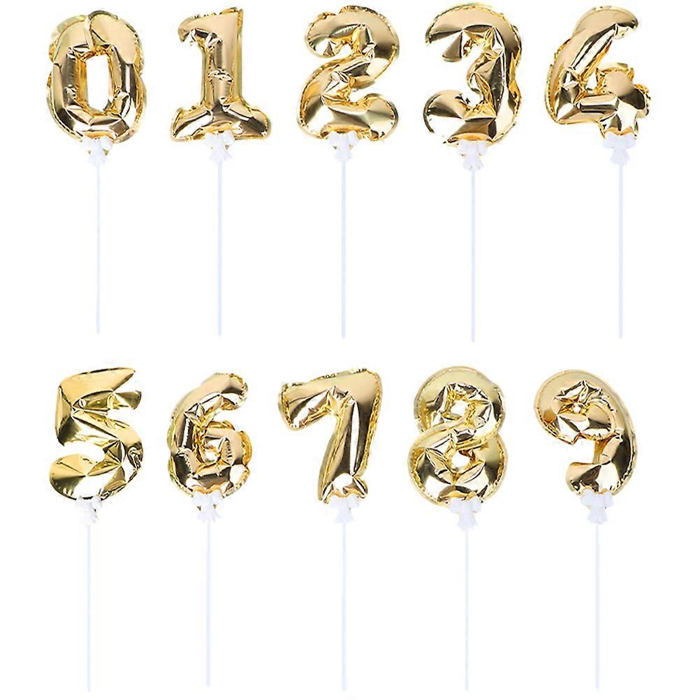 New Year Balloon For Party Number Balloons Festivals Golden 17.00X10.00X1.00CM Auto Inflation 10Pcs