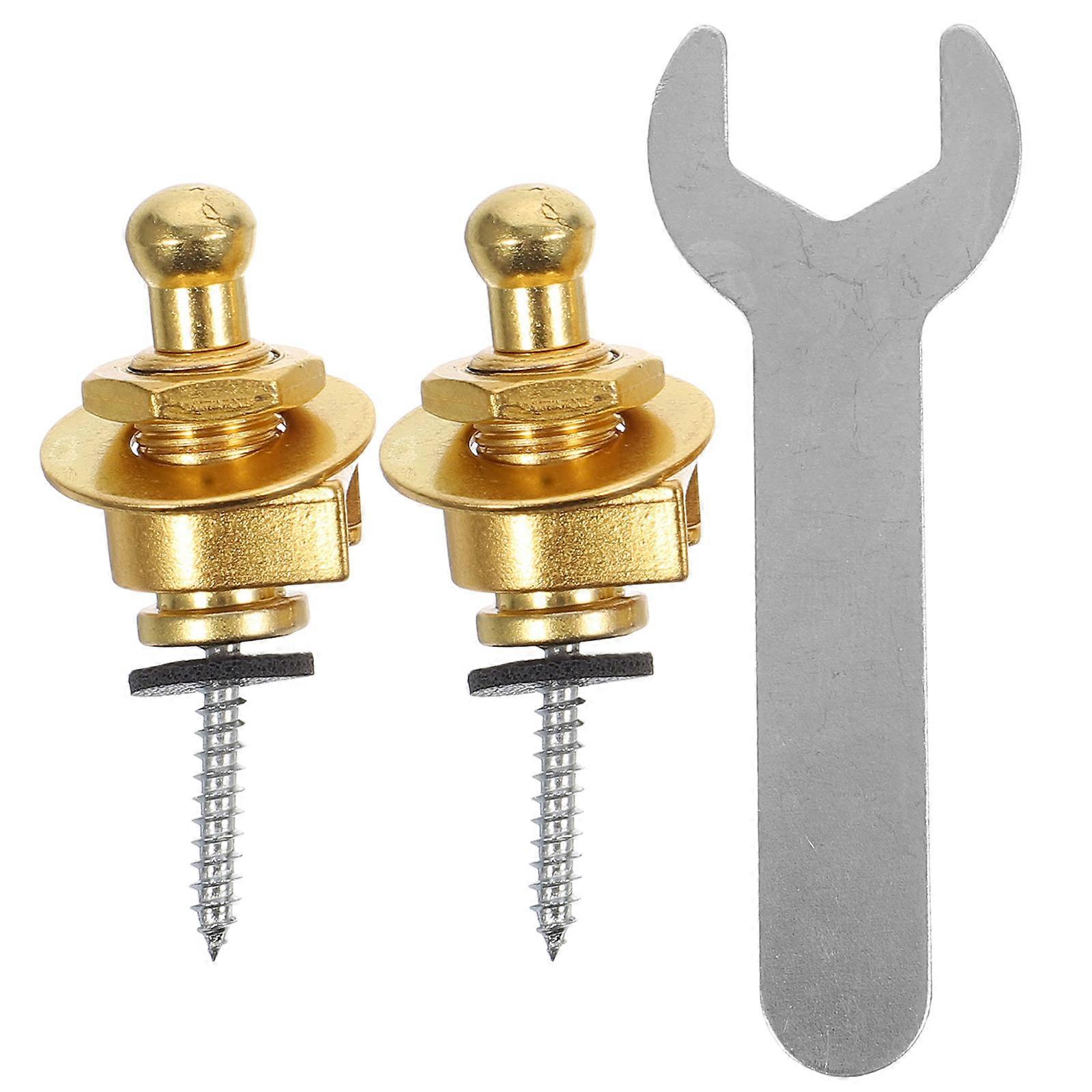 Metal Guitar Strap Lock Buttons Durable End Pins for Acoustic & Classical Guitars Secure Attachment with Wrench Slip Design Stylish Gold Finish