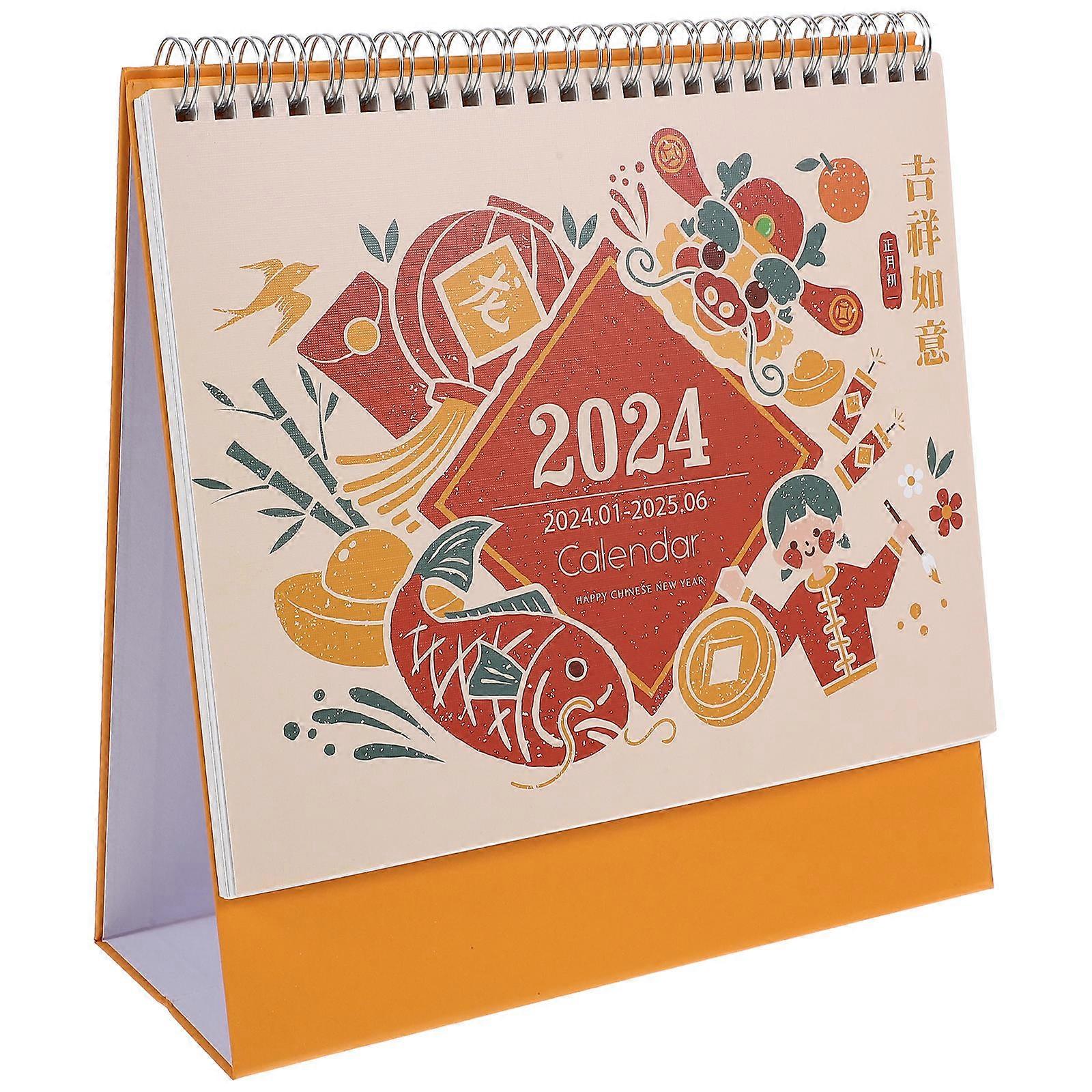 Standing Desk Calendar Holiday Reminder Paper Material Modern Style For Daily Life 21X8.5X21.5CM 1Pack