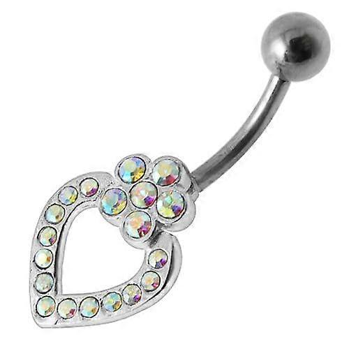 Heart Silver Dangling Ss Banana Bar Belly Ring