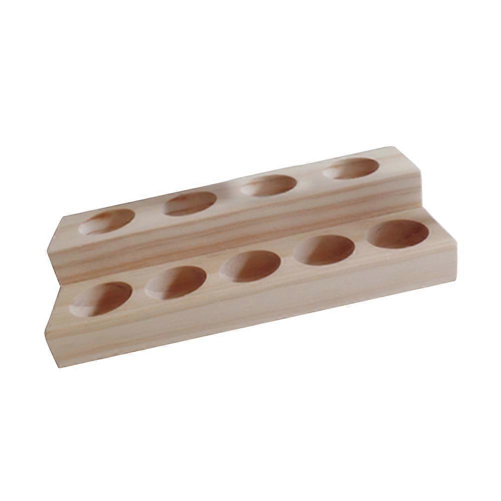 Wooden Stepped Shelf Organizer with Concave Slots for Essential Oils Bottles – Desktop Display Holder for Aromatherapy, Cosmetic, and Skincare