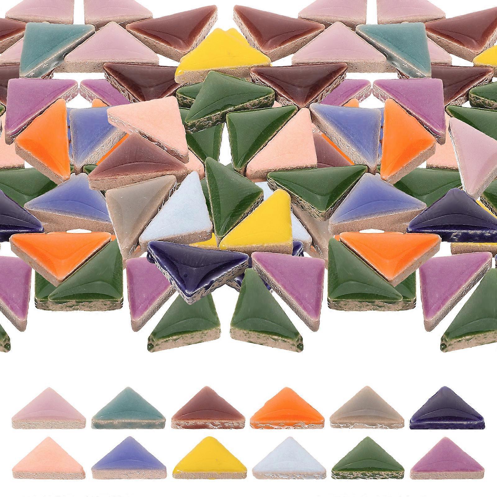 Mosaics Supplies Triangular Mosaic Tiles Assorted Color Ceramic Diy Craft Decoration For Diy Projects present Making 1Set