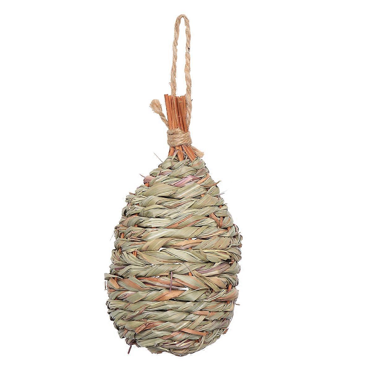 Hand-Woven Straw Bird's Nest Natural Grass Woven Hanging Birdhouse Nest Shelter For Small Birds 1Pack