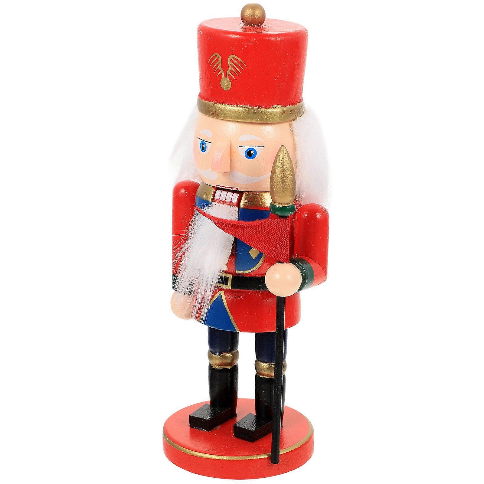 Nutcracker Statue Xmas Nutcracker Ornament Tabletop Decor Red 16X5.5X5.5CM Holiday Decoration 1Set